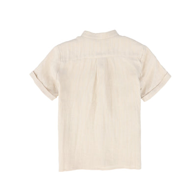 Front pocket tan shirt by Le Bourdon