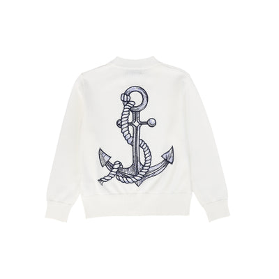 Anchor stitched white cardigan by Bamboo