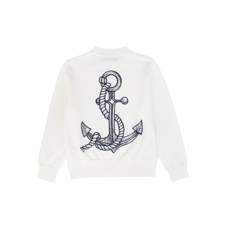 Anchor stitched white cardigan by Bamboo