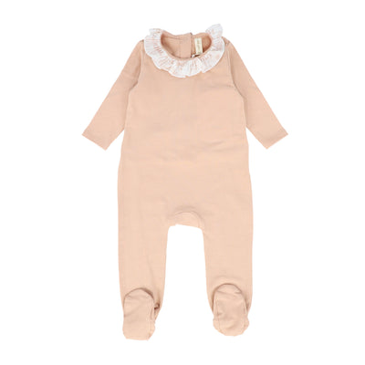 Toile pink ruffle collar footie by Bebe Jolee