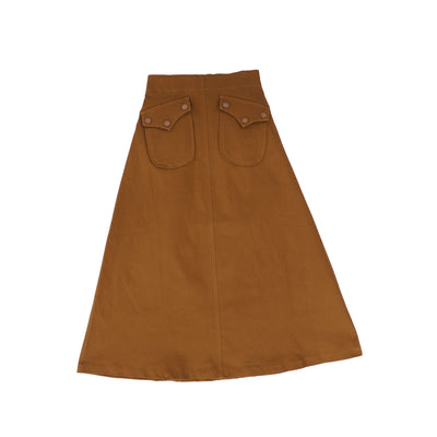 Camel denim pocket midi skirt by Bamboo