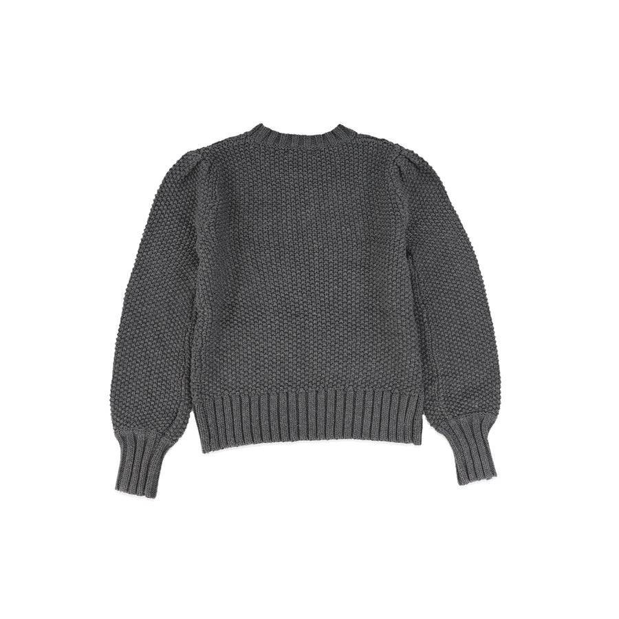 Cable knit grey puff sleeve sweater by Bamboo