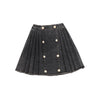 Double button pleated black denim skirt by Bace