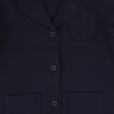 Pocket emblem navy knit blazer by Bamboo