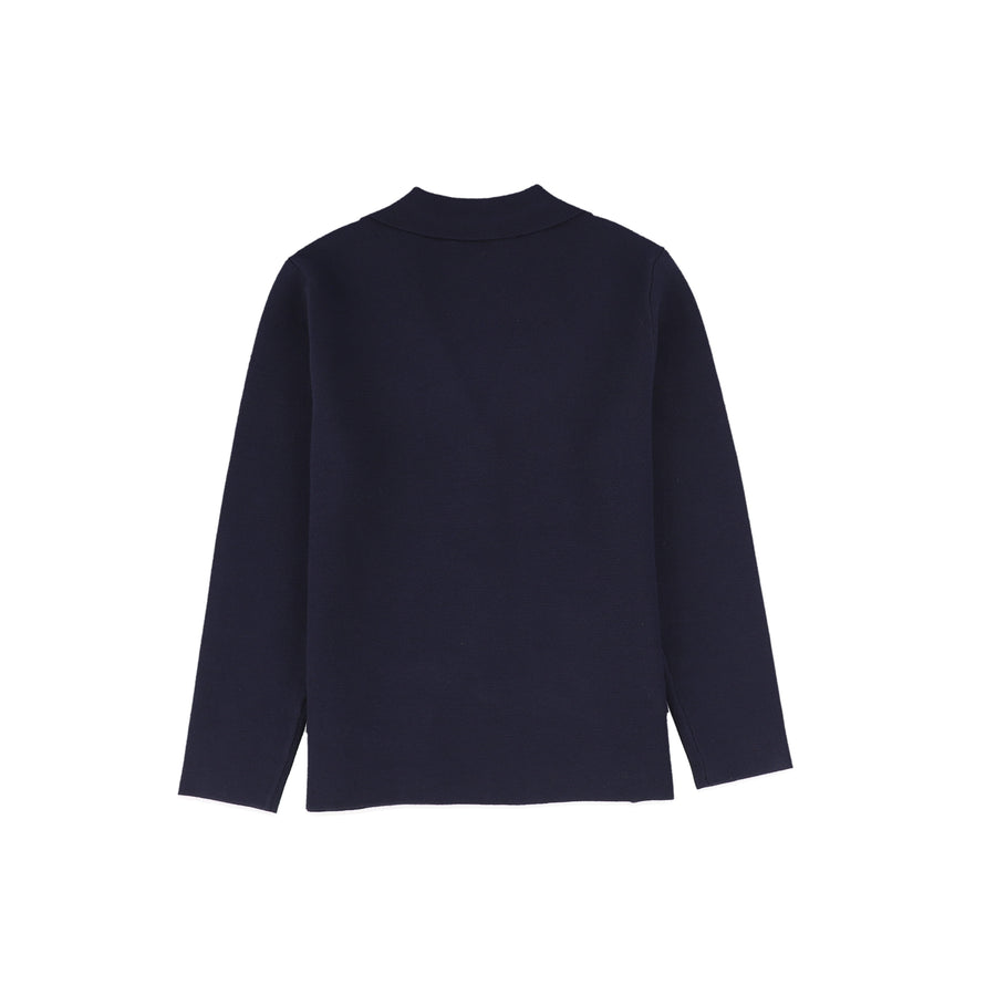 Pocket emblem navy knit blazer by Bamboo