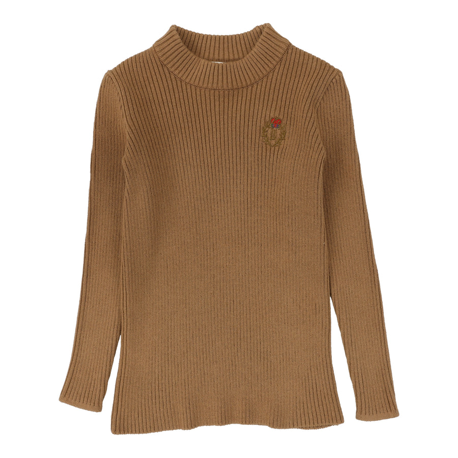 Crest knit camel mock neck by Lil Leggs