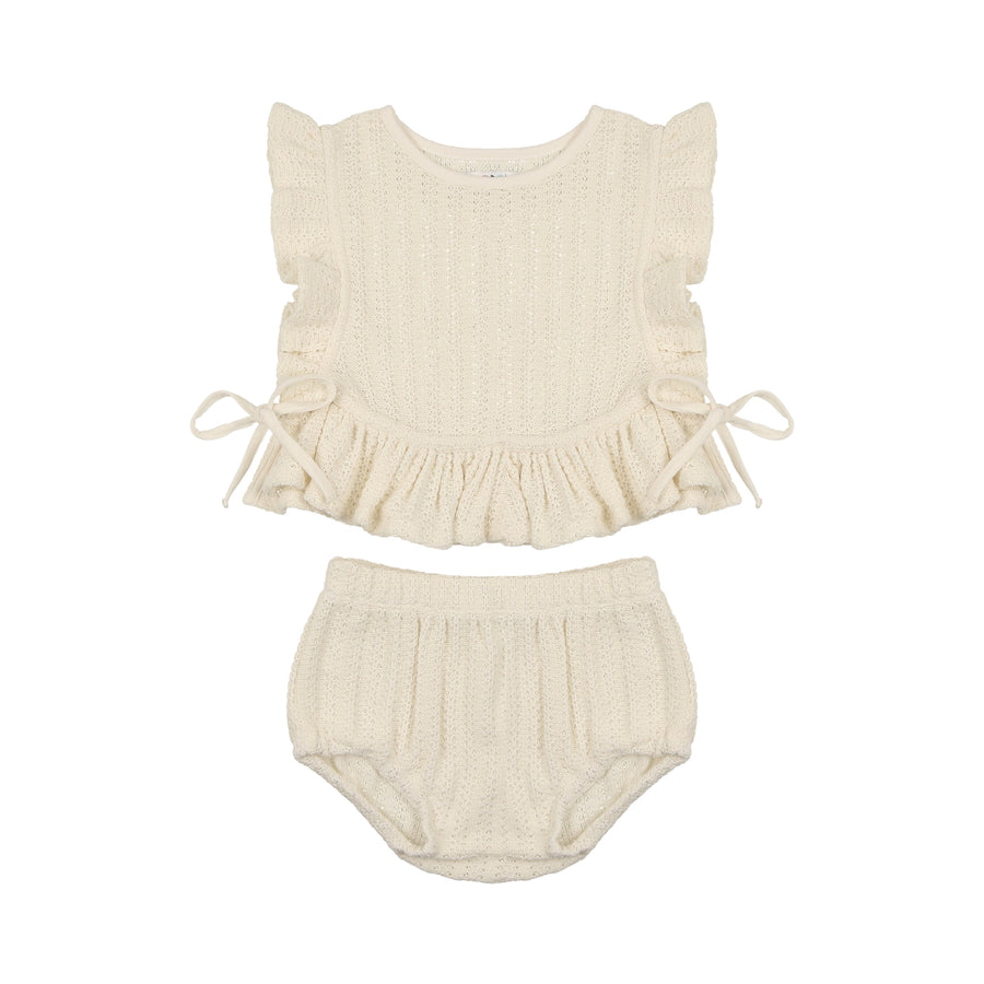 Crochet ruffle set by Coco Blanc