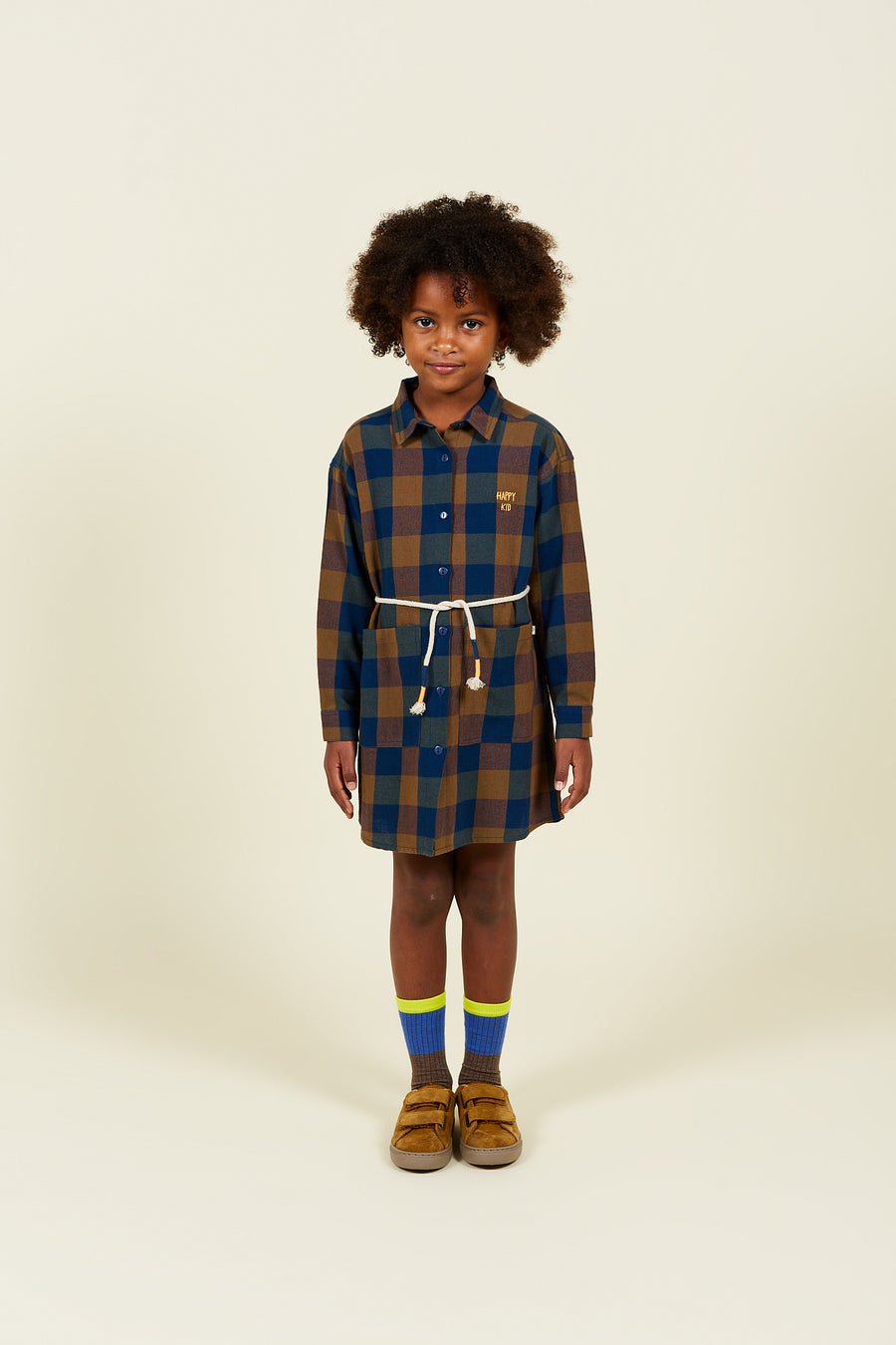 Khaki plaid dress by Arsene