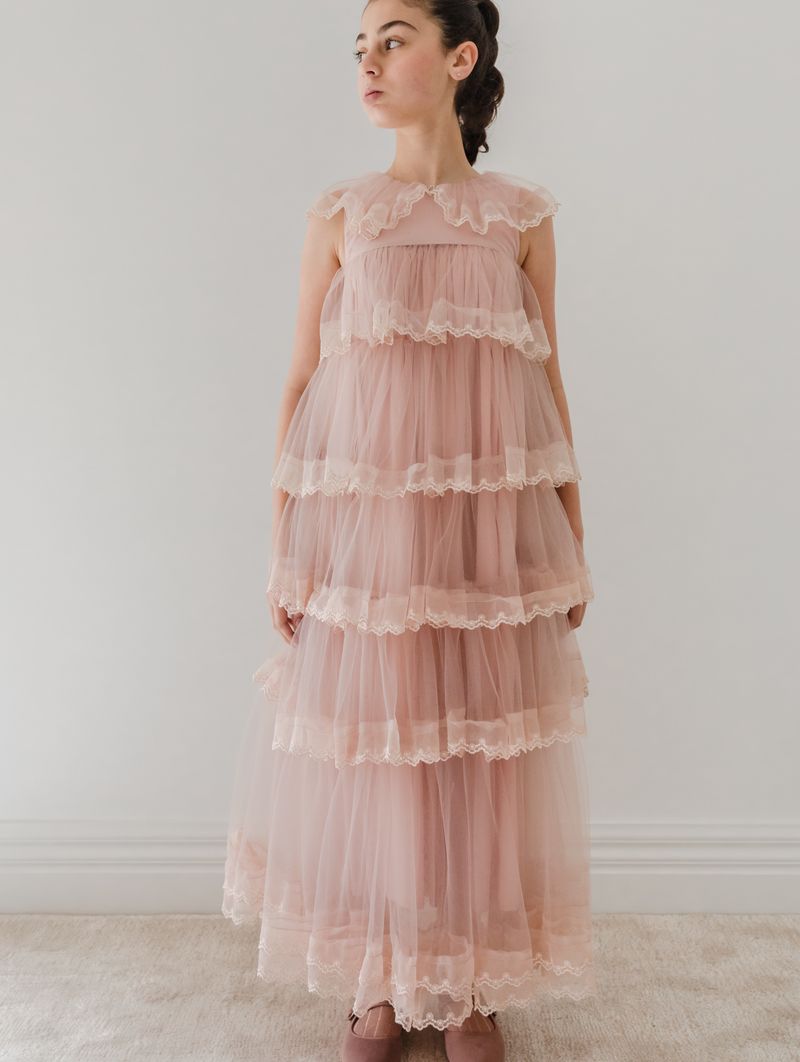 Layers tulle mauve gown by Petite Amalie