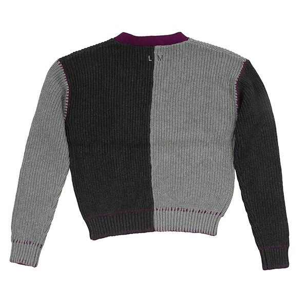 Colorblock plum knit cardi by Luna Mae