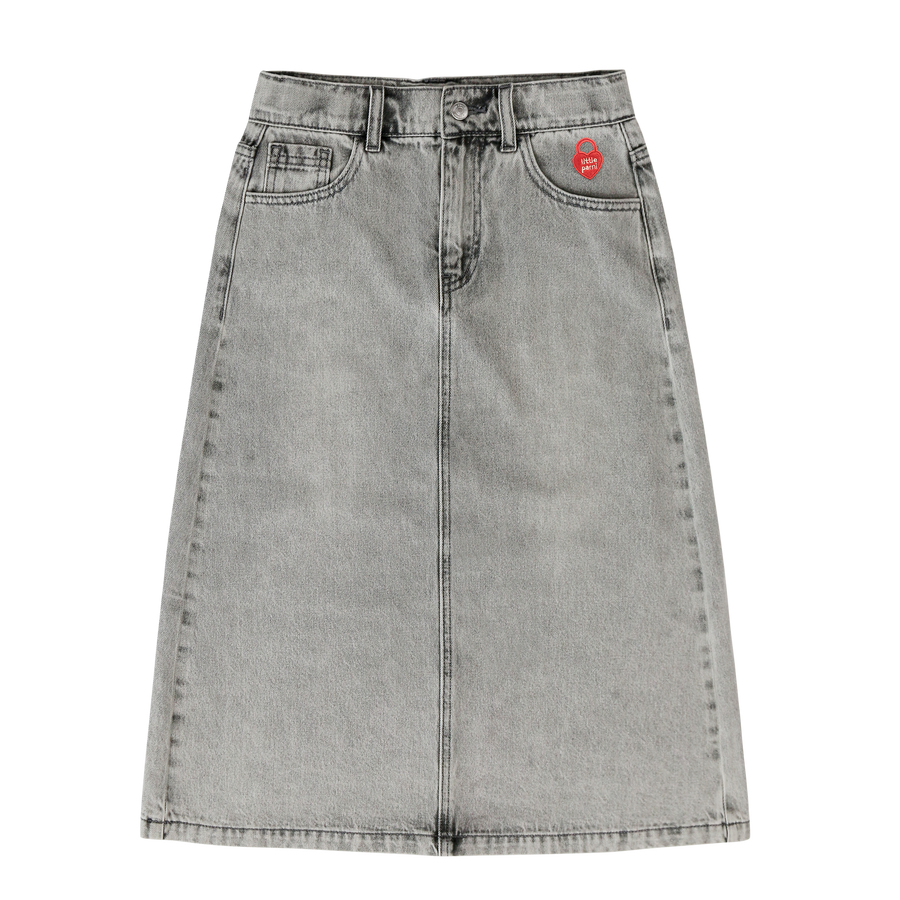 Grey denim long skirt by Little Parni