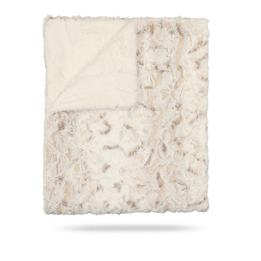 Speckled beige & natural lux fur blanket by Peluche