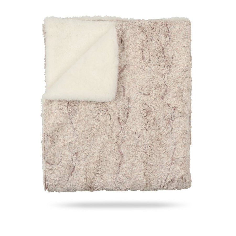 Oatmeal heather & natural super fluff blanket by Peluche