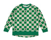 Comic book check green sweater by Beau Loves