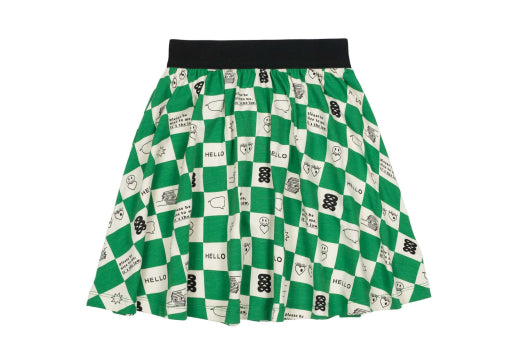 Comic book check green skirt by Beau Loves