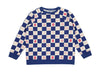 Comic book check blue sweater by Beau Loves