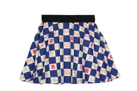 Comic book check blue skirt by Beau Loves