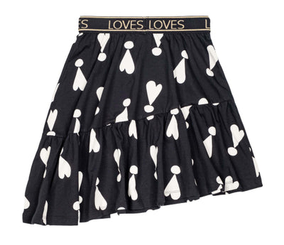 Exclamation hearts asymmetric skirt by Beau Loves