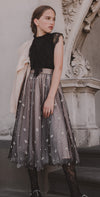 Embroidered bow tulle skirt by Petite Amalie