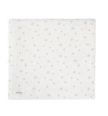 Tulip print white swaddle by Oubon