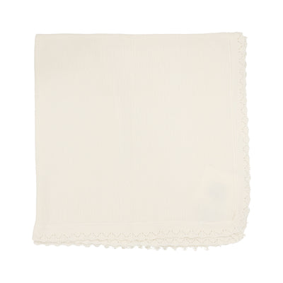 Knit ruffle cream blanket by Lilette