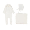 Edged collar white/blush layette set by Lilette