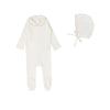 Edged collar white/blush footie set by Lilette