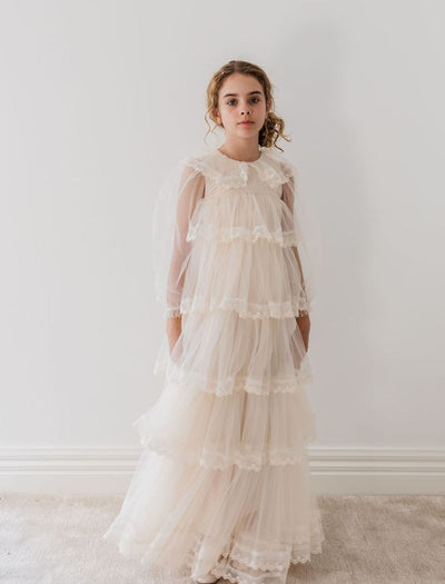 Layers tulle cream gown by Petite Amalie