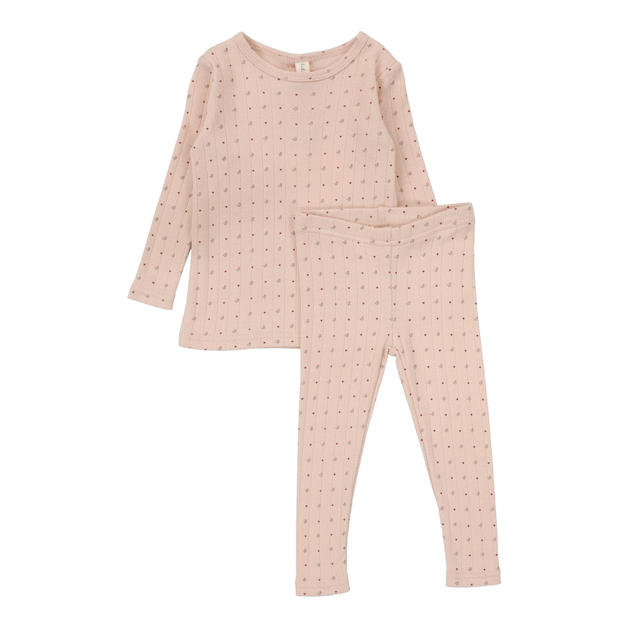 Linear printed shell pink set by Lilette