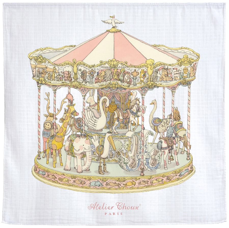 Pink Carousel Swaddle by Atelier Choux - Flying Colors